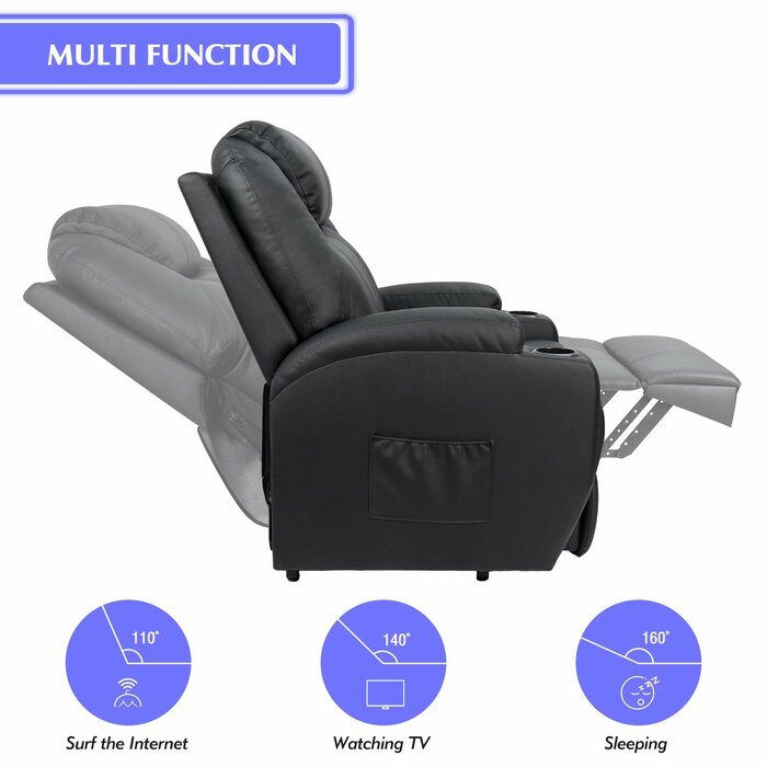 Latitude Run Faux Leather Power Lift Recliner Chair With Massage And